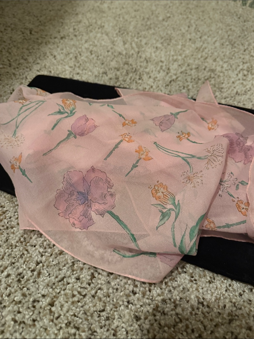 Pink Floral Sheer Scarf